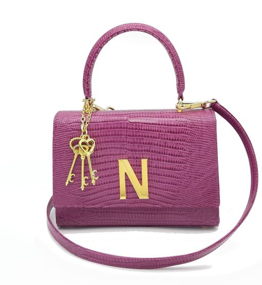Opèra lizard-effect cyclamin leather bag MTO