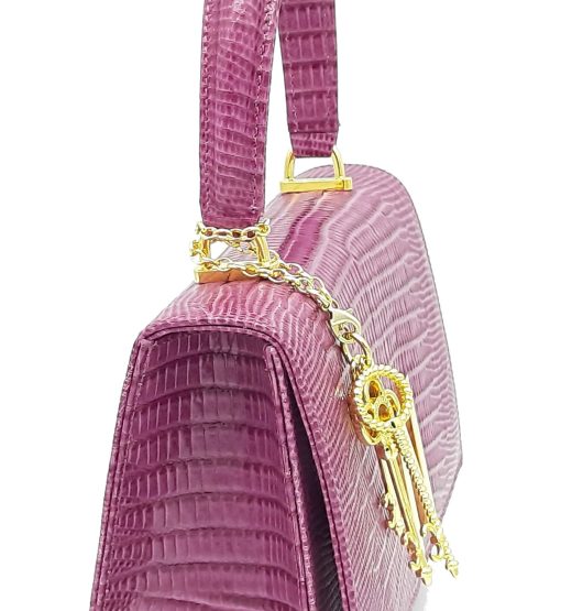 ⁦Opèra lizard-effect cyclamin leather bag MTO⁩ - الصورة ⁦7⁩