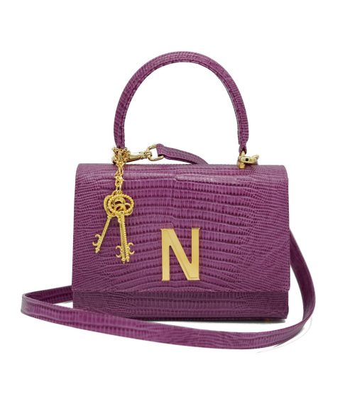 ⁦Opèra lizard-effect cyclamin leather bag MTO⁩ - الصورة ⁦8⁩