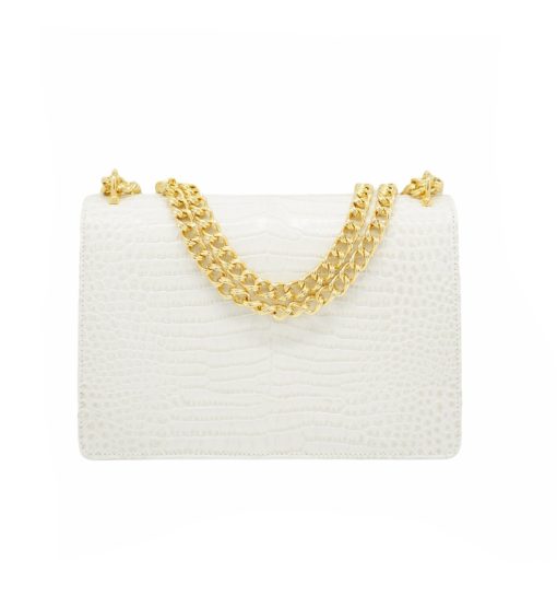 ⁦Operà Day & Night Croc Embossed ivory leather chain bag MTO⁩ - الصورة ⁦4⁩