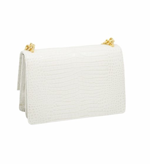 ⁦Operà Day & Night Croc Embossed ivory leather chain bag MTO⁩ - الصورة ⁦5⁩