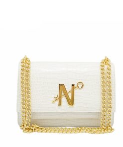 Operà Day & Night Croc Embossed ivory leather chain bag MTO