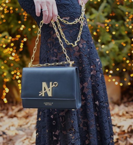 ⁦Opèra Night black leather chain bag MTO⁩ - الصورة ⁦2⁩