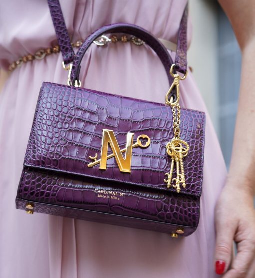 ⁦Opèra croc effect purple leather shoulder bag MTO⁩ - الصورة ⁦2⁩