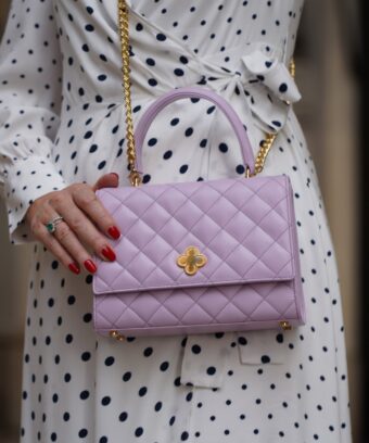 Alternative view of Opèra Quilted lilac leather shoulder bag MTO