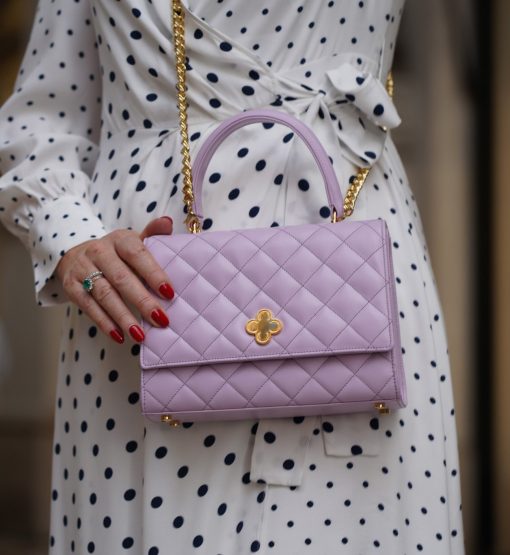 ⁦Opèra Quilted lilac leather shoulder bag MTO⁩ - الصورة ⁦2⁩