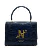 Opera Croc Effect blue leather shoulder bag 001