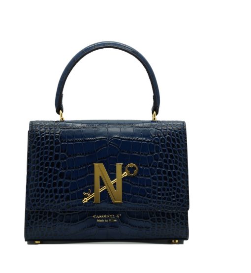⁦Opèra Croc Effect blue leather shoulder bag MTO⁩ - الصورة ⁦3⁩