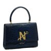 Opera Croc Effect blue leather shoulder bag 004