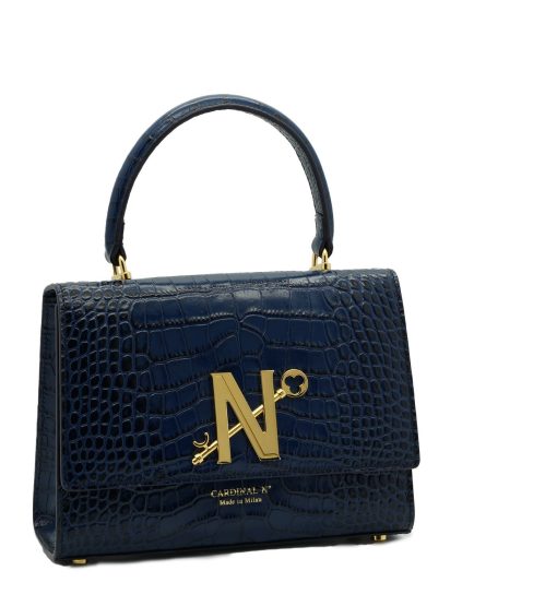⁦Opèra Croc Effect blue leather shoulder bag MTO⁩ - الصورة ⁦5⁩
