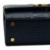 Opera Croc Effect blue leather shoulder bag 007