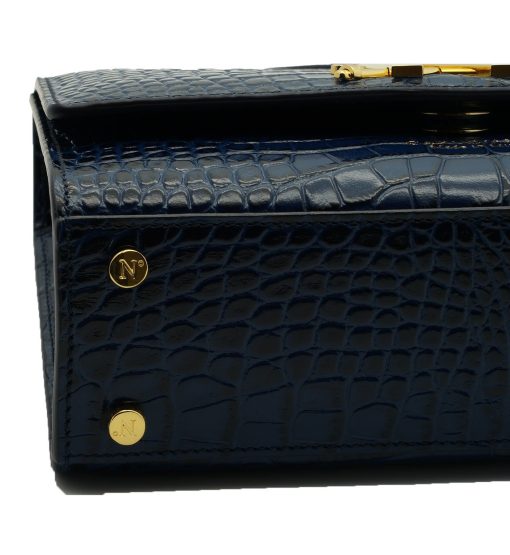 ⁦Opèra Croc Effect blue leather shoulder bag MTO⁩ - الصورة ⁦6⁩