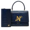 Croc Embossed blue leather Wallet 05