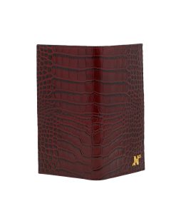 Croc Embossed bordeaux leather Wallet 01