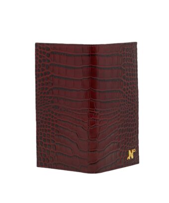 Alternative view of Croc embossed bordeaux leather wallet
