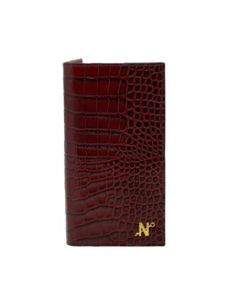 Croc embossed bordeaux leather wallet