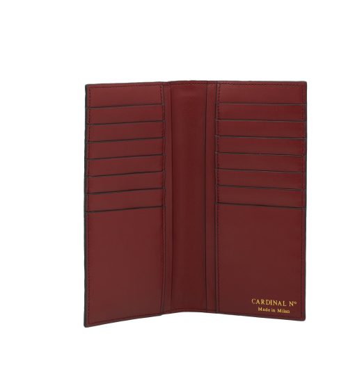 ⁦Croc embossed bordeaux leather wallet⁩ - الصورة ⁦3⁩