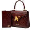 Croc Embossed bordeaux leather Wallet 04