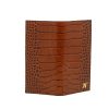 Croc Embossed cognac leather Wallet 01