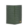 Croc Embossed green olive leather Wallet 01
