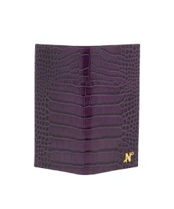 Croc Embossed purple leather Wallet 01