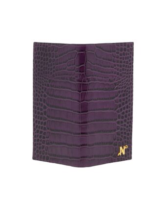 Alternative view of Croc embossed purple leather wallet