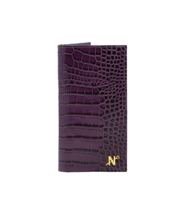 Croc embossed purple leather wallet