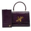 Croc Embossed purple leather Wallet 04