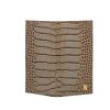 Croc Embossed taupe leather Wallet 01