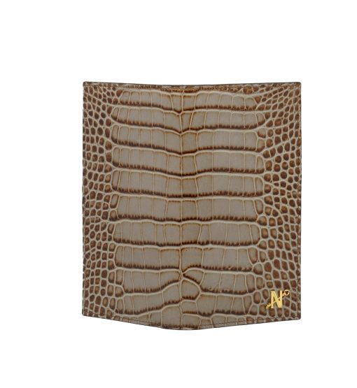 ⁦Croc embossed taupe leather wallet⁩ - الصورة ⁦2⁩