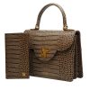 Croc Embossed taupe leather Wallet 04