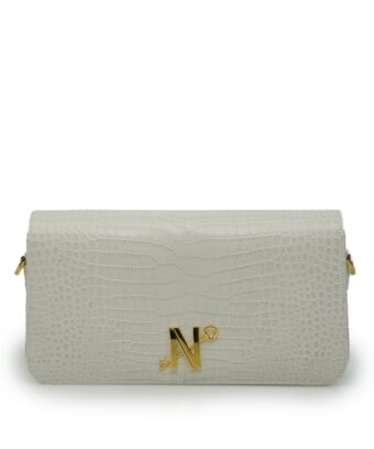 Lisa ivory croc embossed  leather bag