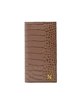Croc embossed tea rose leather wallet