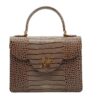 Milano croc embossed taupe leather shoulder bag MTO – by Cardinal Milano – luxury italian design