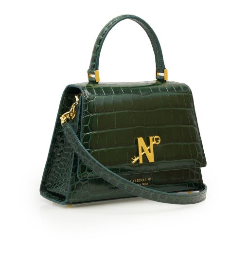 ⁦Lady Milan croc embossed green leather  handbag⁩ - الصورة ⁦6⁩