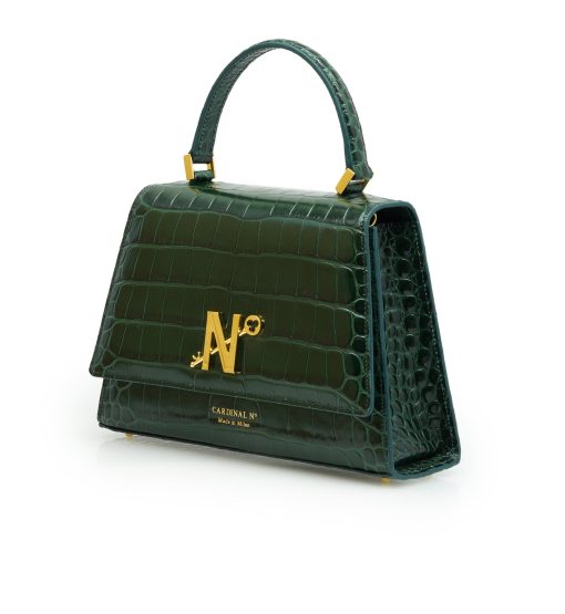 ⁦Lady Milan croc embossed green leather  handbag⁩ - الصورة ⁦2⁩