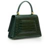 Monaco croc embossed green leather hand bag 04