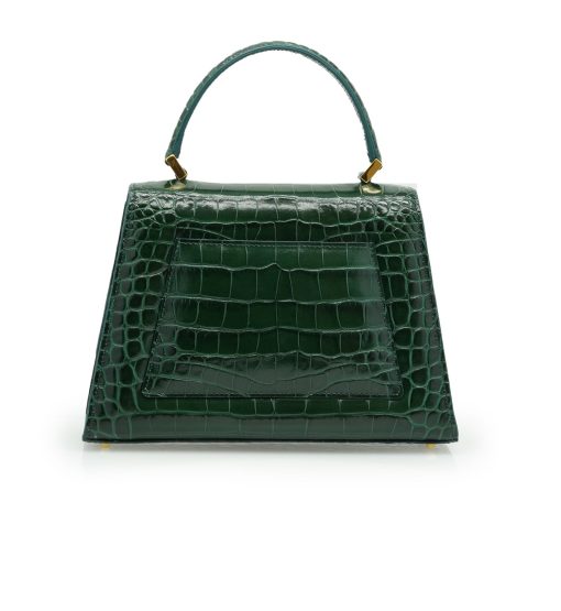 ⁦Lady Milan croc embossed green leather  handbag⁩ - الصورة ⁦4⁩