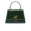 Monaco croc embossed green leather hand bag 06