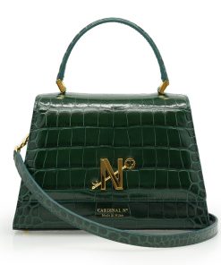 Lady Milan croc embossed green leather  handbag