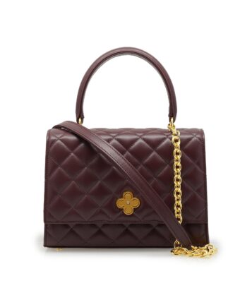 Opèra Quilted oxblood leather shoulder chain bag MTO