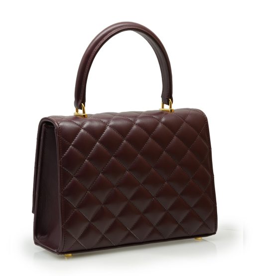 ⁦Opèra Quilted oxblood leather shoulder chain bag MTO⁩ - الصورة ⁦3⁩