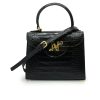 First Lady Croc embossed Black leather bag 02