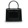First Lady Diamond Black Croc embossed leather handbag 05