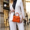 First Lady Small Orange Ostrich Leather Bag 13