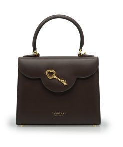 First Lady Secrets Chocolate plain leather handbag