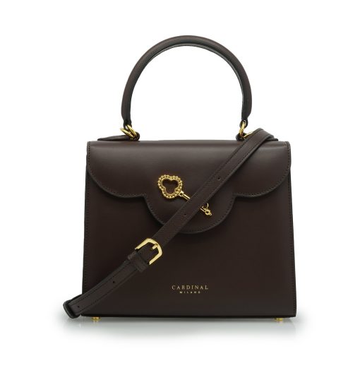 ⁦First Lady Secrets Chocolate plain leather handbag⁩ - الصورة ⁦5⁩