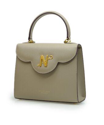 Alternative view of First Lady N Small Taupe Textured Calf Leather Handbag  — Made to Order