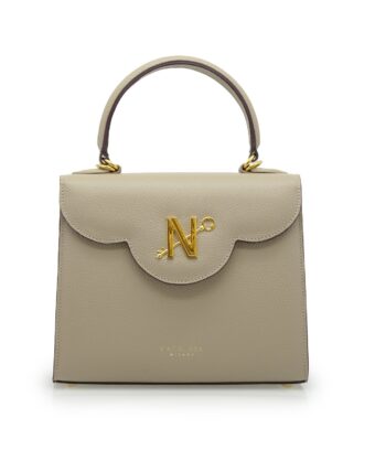 First Lady N Small Taupe Textured Calf Leather Handbag  — Made to Order