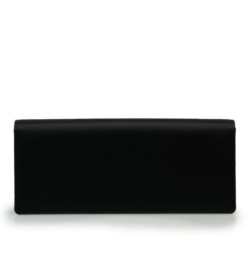 ⁦Time 22 Black satin jewel clover clutch⁩ - الصورة ⁦4⁩